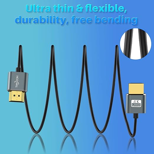 Twozoh Ultra-Thin HDMI to HDMI Cable 3.3FT, Hyper Slim HDMI 2.0 Cable, Extreme - Image 6