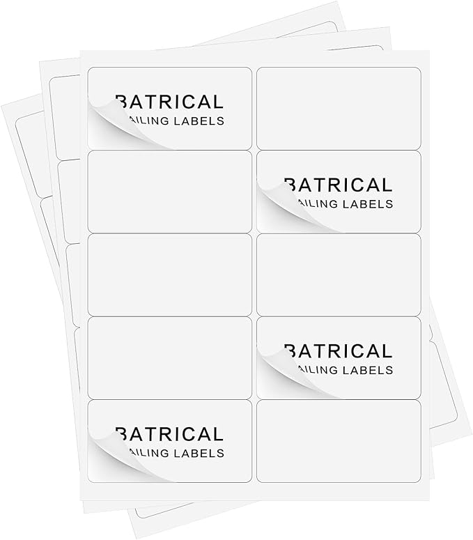 Batrical 2" x 4" Shipping Labels, 1000 Labels, Matte Finish, 10 per Sheet by Batrical