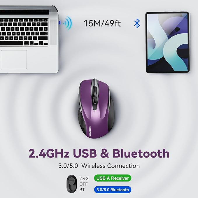 Bluetooth Mouse Rechargeable Wireless Mouse, 4800 DPI Optical Tracking - Image 2