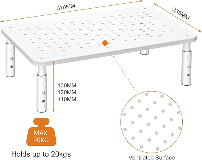 Bracwiser Monitor Stand Riser, 3 Level Height Adjustable Desktop monitor stand - Image 2