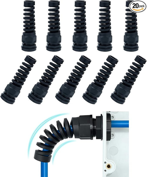10 Pack Black Nylon Cable Gland, NPT 1/2" Thread, Made of PA66 Material by Aandxmok