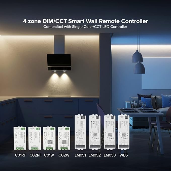 BTF-LIGHTING Wireless 2.4G RF 4 Zone Single Color Wall Mounted Smart Panel - Image 4