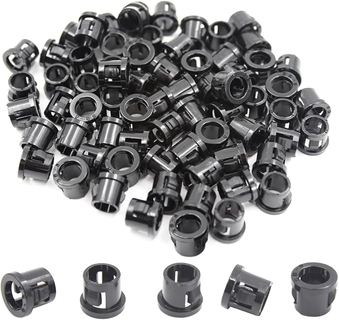 5/16" Black Snap-in Knockout Insulating Bushing Grommets, Plastic Cable Hole by EASYEAH