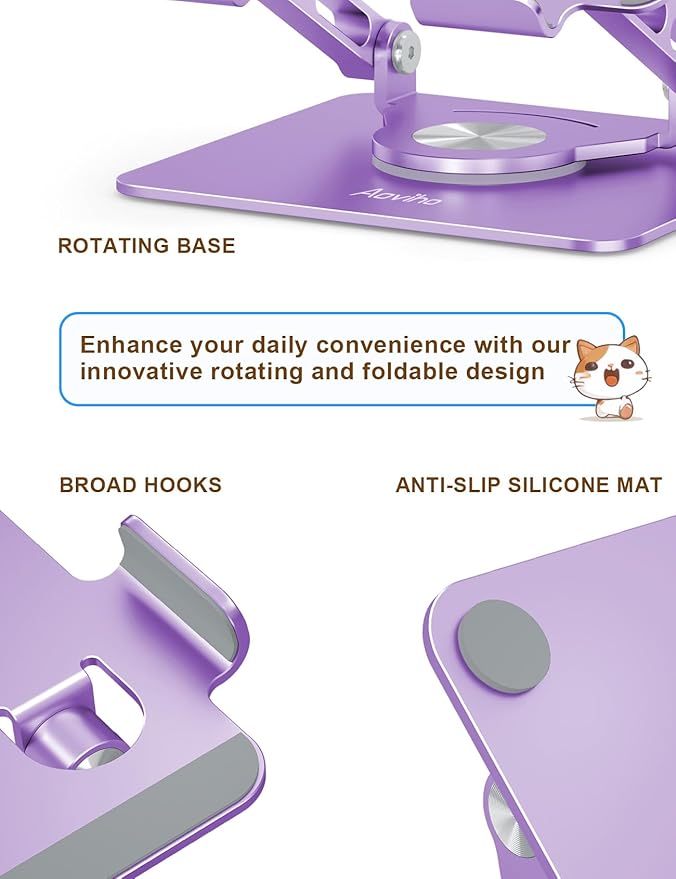 Tablet Stand 360° Rotating Aluminum Holder - Image 4