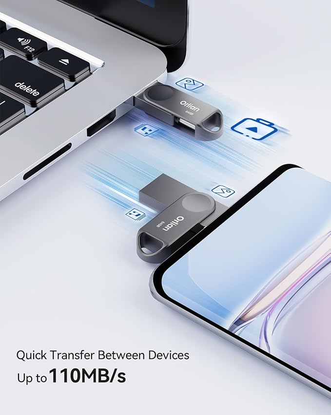 64GB USB C Flash Drive, Dual Drive USB 3.0 and Type C Thumb Drive Up to 110MB/s - Image 3