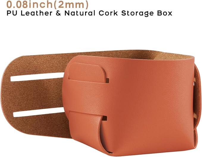 HOMIEAZICOZI 2-Pack Cork Leather Desk Accessories Storage - Image 2