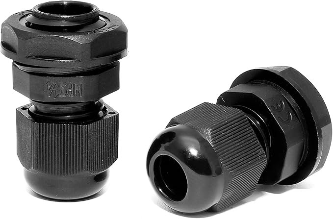 10 Pcs 1/4" NPT Nylon Cable Glands, IP68 Waterproof Adjustable Cord Grip Cable - Image 5