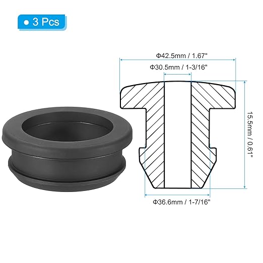 PATIKIL 36.6mm / 1-7/16 Inch Drill Hole, 1-3/16 Inch ID Rubber Grommets - Image 2