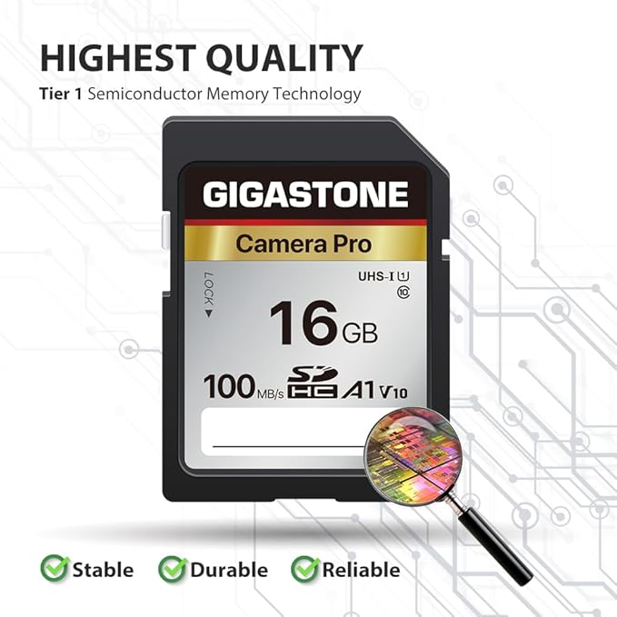GIGASTONE 16GB SD Card 2-Pack, Camera Pro, A1 V10 SDHC Memory Card Compatible - Image 6