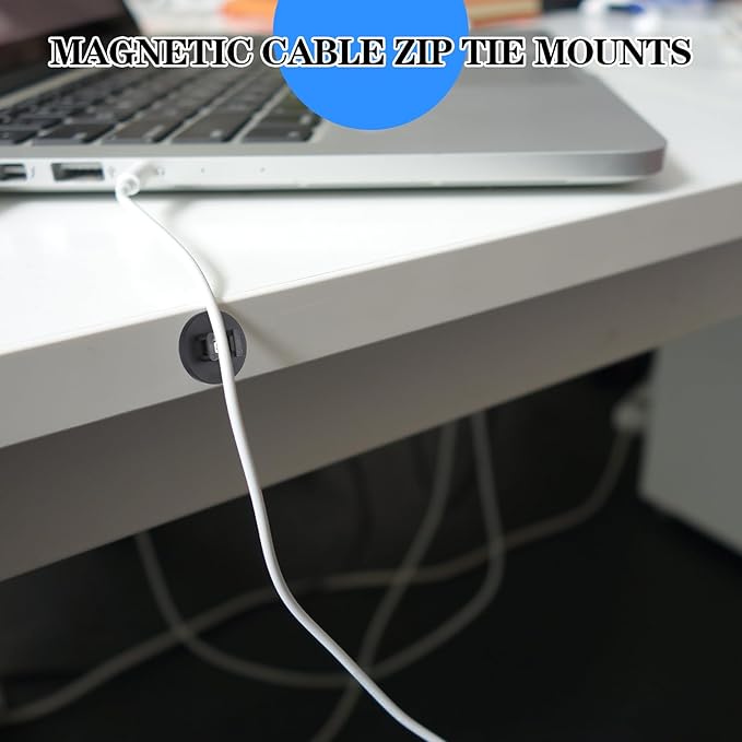 15 Pcs Magnetic Cable Clips Zip Tie Mount Base Black Magnetic Wire Holder - Image 3