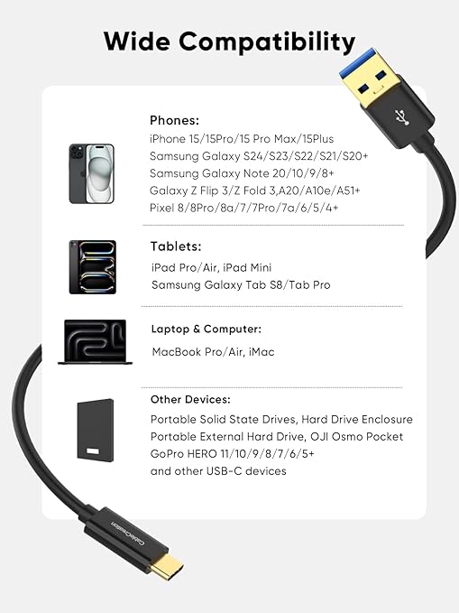 CableCreation USB C to USB A Cable 3FT, Type C to USB 3.1 USB 3.2 Gen2 10Gbps - Image 8