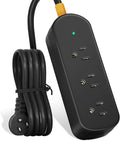 6ft Extension Cord, 3 Outlets Small Power Strip, Mountable Power Strip by COVOZON