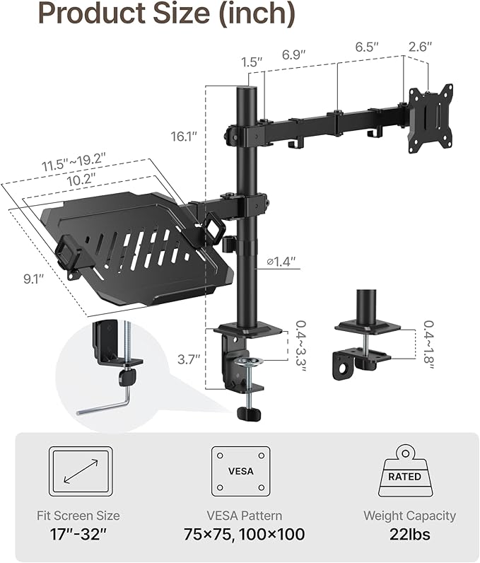 monTEK Monitor Mount and Laptop Stand - Image 2