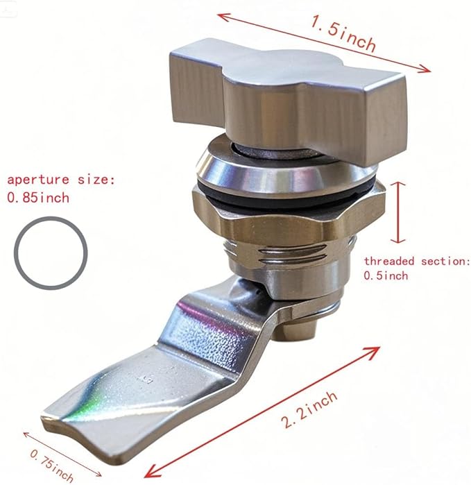 Thumb Operated Offset Cam Lock, Stainless Steel Keyless, Metal Replacement Lock - Image 3