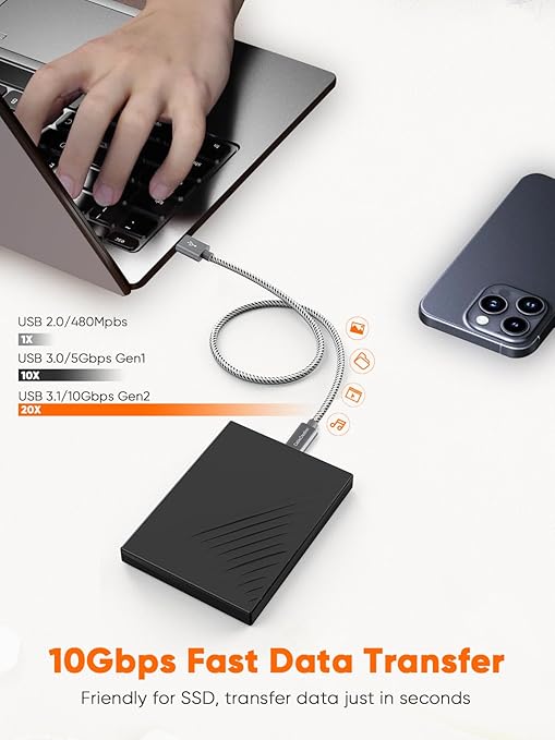 CableCreation USB C to USB A Cable 3FT, 10Gbps USB C to USB 3.2 USB 3.1 Gen2 - Image 2