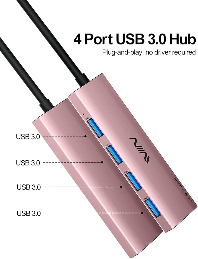 USB 3.0 Hub, 4 Port USB Splitter Extender Portable Adapter Multiport Data Hub - Image 2