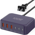 USB C Fast Charger 100W GaN 6 Port Type USB C Charging Station Hub Block Wall by BREEKET