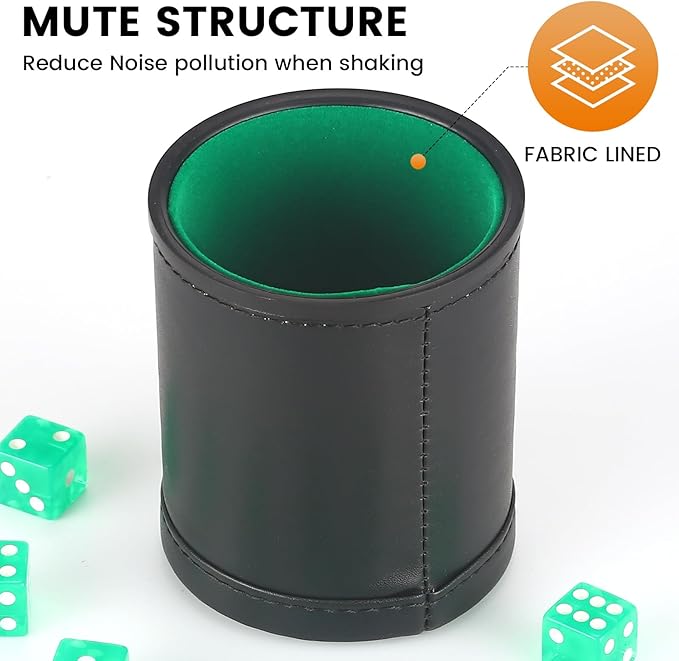 5 Pack PU Leather Dice Cups Velvet Felt-Lined Shaker Cups - Image 3