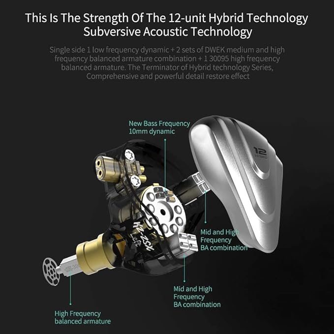 KZ ZSX in Ear Headphone Monitor, Hybrid HiFi Earphone - Image 5
