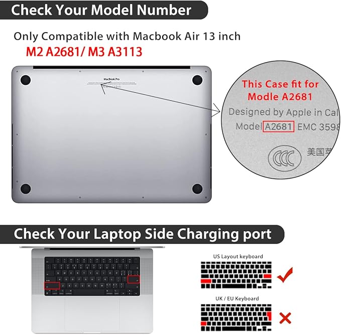 for 2025 2024 2023 2022 MacBook Air 13 inch Case M4 A3240 M3 A3113 M2 A2681 - Image 2