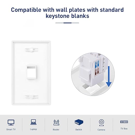 25-Pack 10Gbps Cat6 Keystone Jacks, RJ45 Keystone Jack, Ethernet Keystone Jack - Image 3