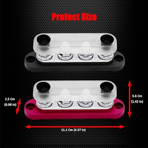 4 x M8 Studs Power Distribution Block Bus Bar 12V, Ampper 4.3" 200A Marine - Image 5