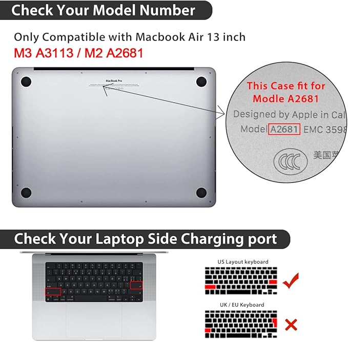 Compatible with MacBook Air 13.6 inch Case 2025 2024 2023 2022 Release M4 A3240 - Image 2