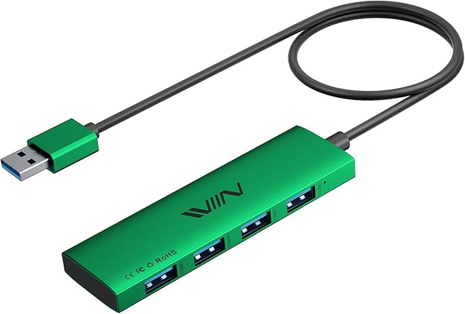 USB 3.0 Hub, 4 Port USB Splitter Extender Portable Adapter Multiport Data Hub by IVIIN