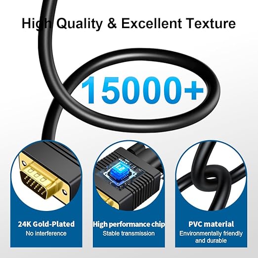 VGA to HDMI Cable 6ft with Audio, VGA Maleto HDMI Male Converter Cord Adapter - Image 4
