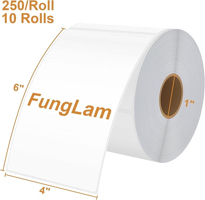 FungLam 10 Rolls 4"x6" Direct Thermal Printer Label, Shipping Labels Compatible - Image 2