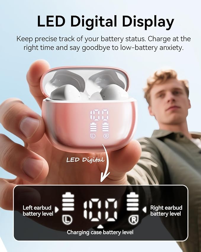 Wireless Earbuds, Deep Bass Stereo Sound, 40 Hours Playtime, Lightweight in-Ear - Image 7