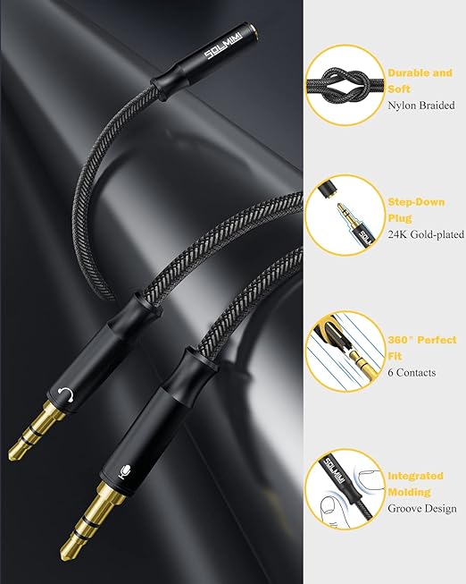 Headset Splitter Cable for PC 3.5mm Crystal-Nylon Braid Female to Dual 3.5mm - Image 7