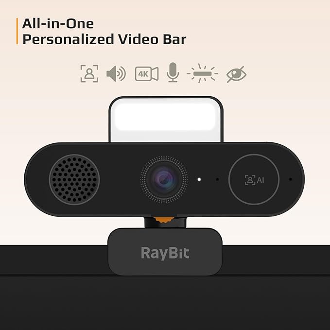 5-in-1 Design 4K Webcam with Speaker and Microphone, Built-in Light, Privacy - Image 2