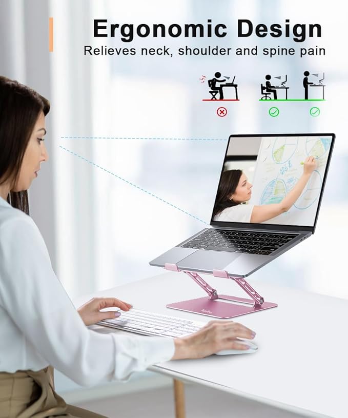 Laptop Stand Holder, Adjustable Desk Laptop Riser, Foldable Notebook Computer - Image 2