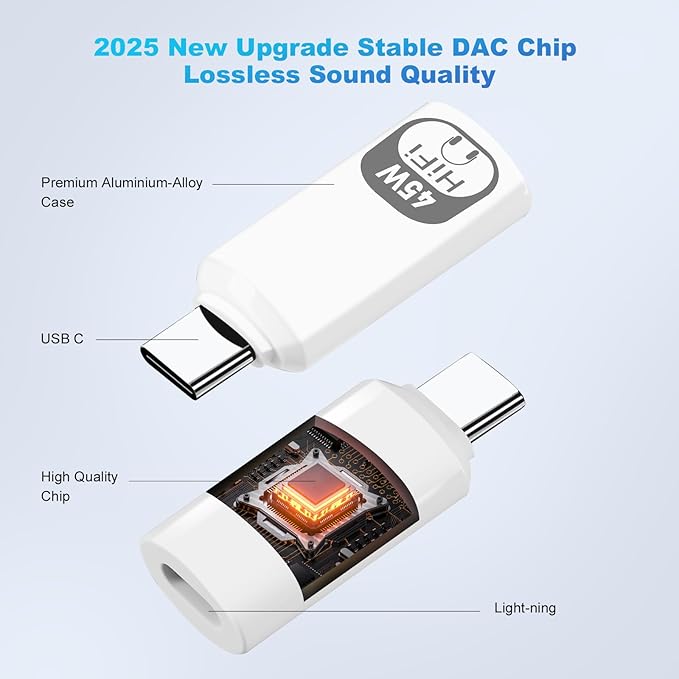 USB C to Lightning Headphone Audio Adapter, 3-in-1 Type C Male to Female - Image 6