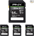 PNY 64GB Elite-X Class 10 U3 V30 SDXC Flash Memory Card by PNY