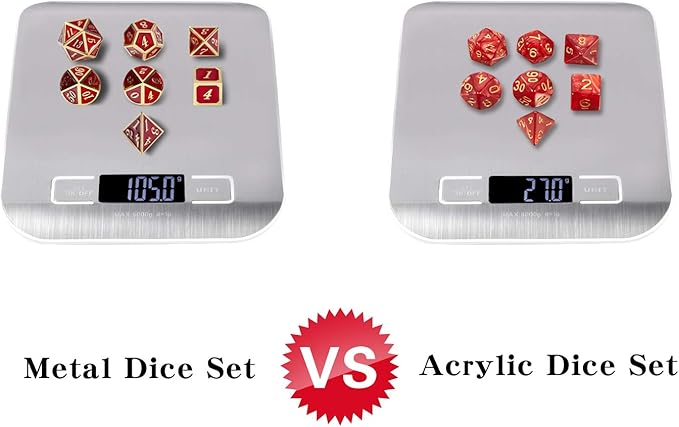 Ruby Red DND Metal Dice, DnDnD 7PCS Metallic D&D Dice Set - Image 6