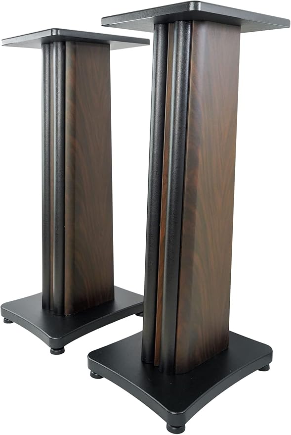 Rockville SS28D Premium 28" Dark Wood Speaker Stands, Solid MDF, Dual Top Plates by Rockville