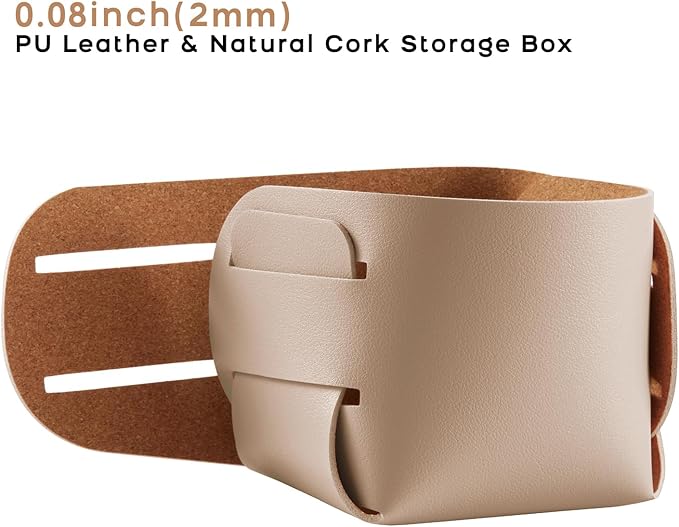 HOMIEAZICOZI 2-Pack Cork Leather Desk Accessories Storage - Image 2