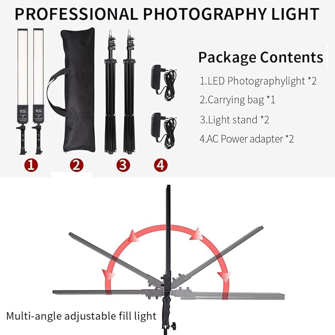 2 Packs LED Photography Lighting Dimmable 3200K-5500K LED Video Light Photo - Image 4