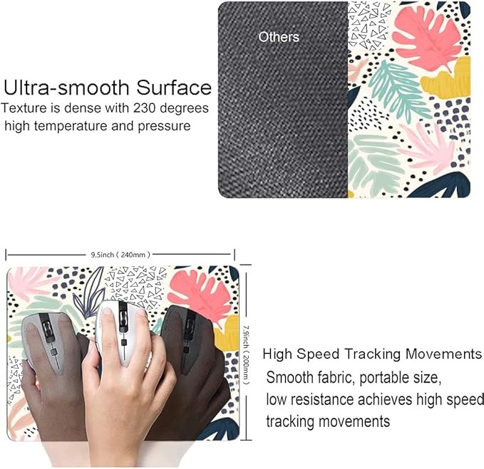 Mouse Pad, Colorful Palm Tropical Plants Mouse Pad, Square Waterproof Cute - Image 3