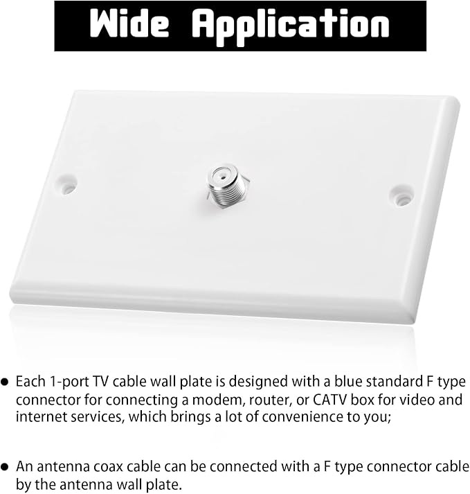 1-Port TV Cable Wall Plate F Connector Wall Plate Coax Wall Plate Video Wall - Image 3