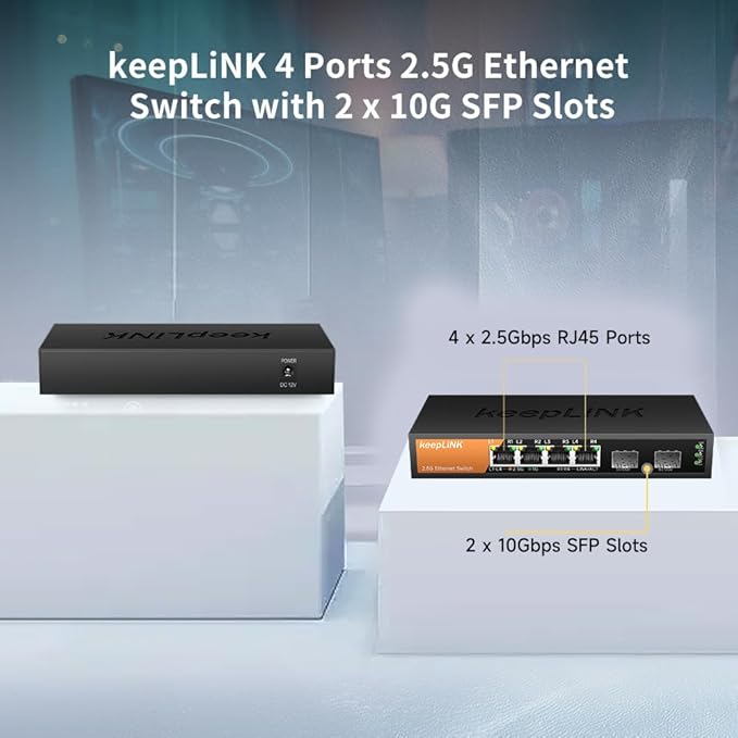 6-Port 2.5G Switch Unmanaged, 4 x 2.5GBASE-T Ports & 2 x 10GBASE-T SFP Slots - Image 5
