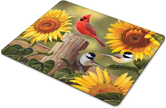 Sunflowers and Songbirds Mouse pad Customized Mousepad Non-Slip Rubber Base - Image 4