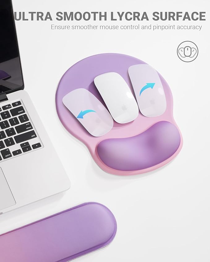 Ergonomic Mouse Pad Wrist Support Set, Memory Foam Keyboard Wrist Rest Set - Image 3