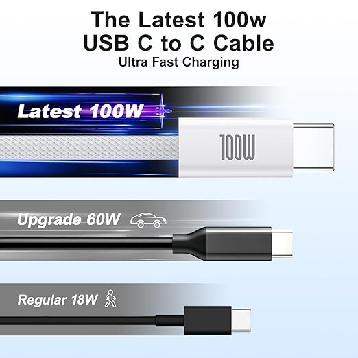 USB C Cable, Braided Type C to Type C Charging Cord - Image 2