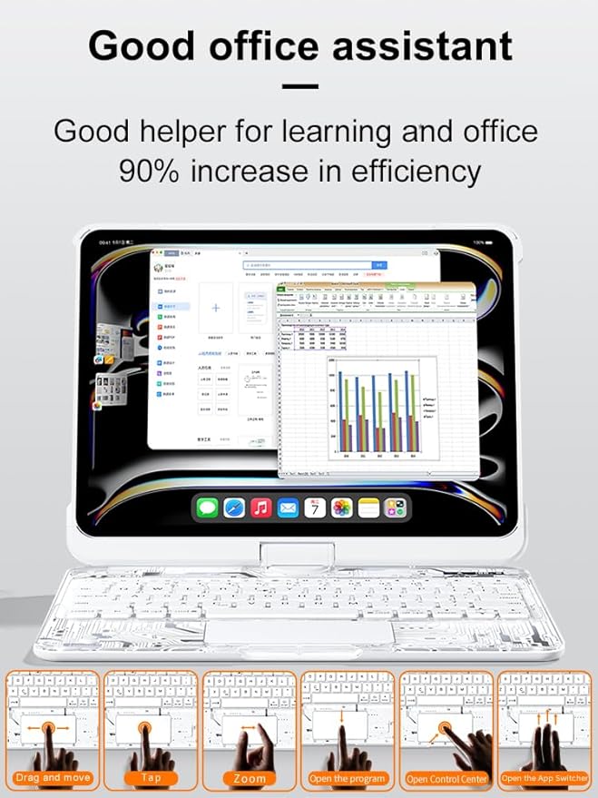 KARTICE Case with Wireless Keyboard Compatible with iPad Pro 11 2024 11 inch - Image 6