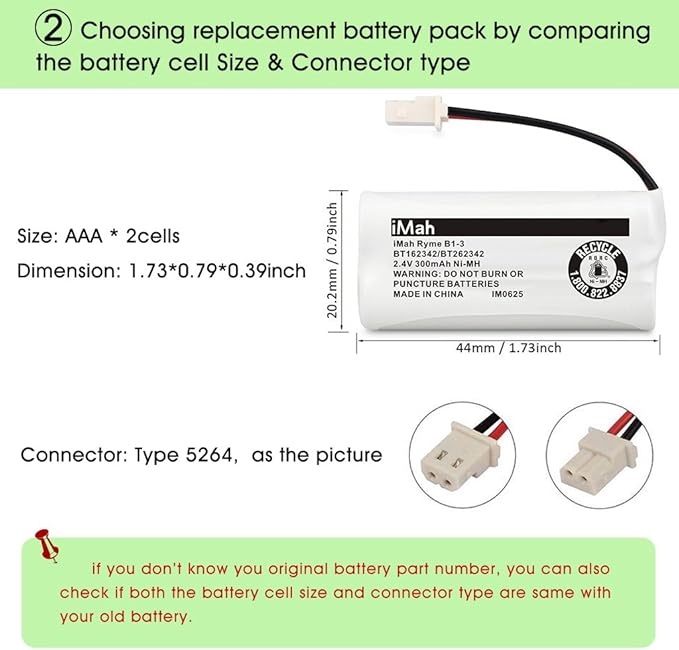 iMah BT162342/BT262342 Cordless Phone Batteries Compatible - Image 4