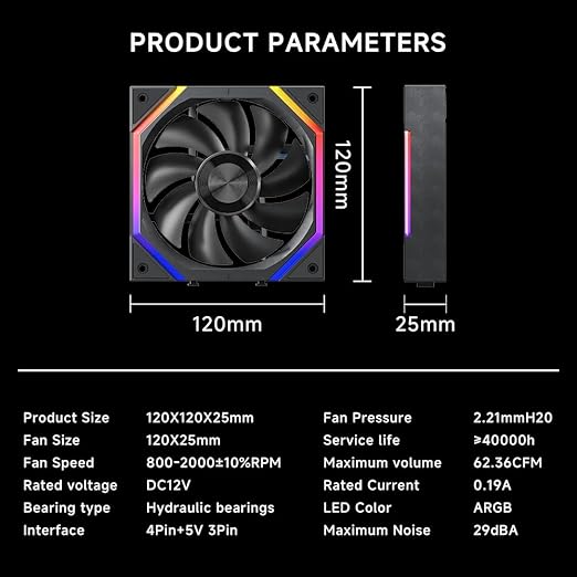 Jungle Leopard Galaxy 120mm PC Reverse Blade Case Fans, ARGB and PWM Cooling - Image 6