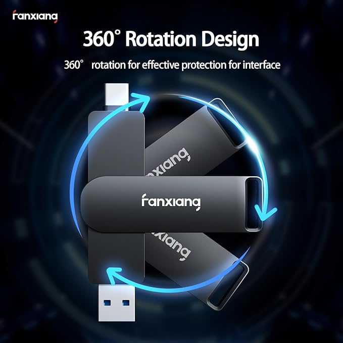 1TB External SSD USB Flash Drive Up to 2000MB/s USB 3.2 Gen2, 2-in-1 Dual USB - Image 5
